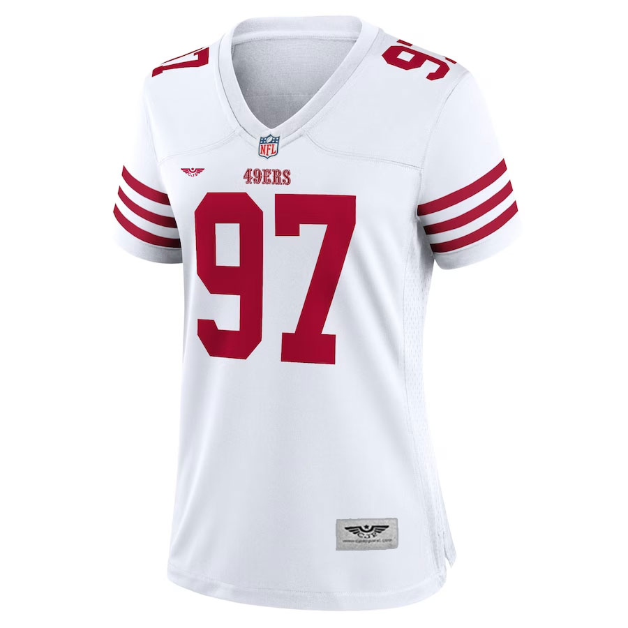 Nick-Bosa-San-Francisco-49ers-CJP-Apparel-Women's-Game-Jersey---White.Furent-Viwe