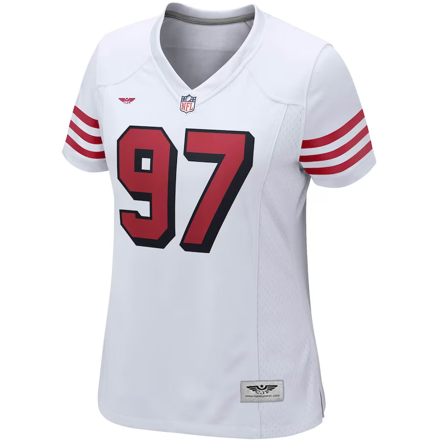 Nick-Bosa-San-Francisco-49ers-CJP-Apparel-Women's-Player-Jersey---White.Furent-Viwe