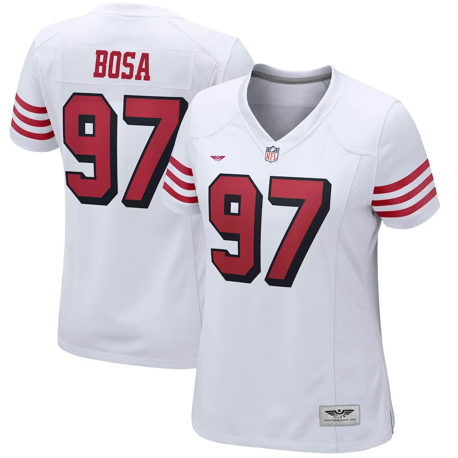 Nick-Bosa-San-Francisco-49ers-CJP-Apparel-Women's-Player-Jersey---White
