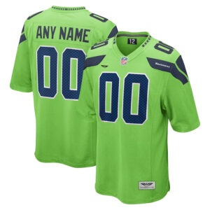 Seattle Seahawks CJP Apparel Alternate Custom Game Jersey - Neon Green