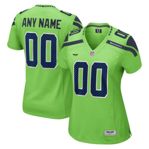 Seattle Seahawks CJP Apparel Women's Alternate Custom Game Jersey - Neon Green