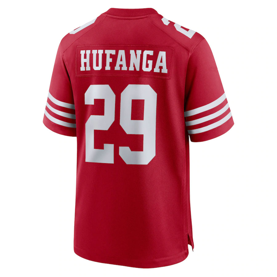Talanoa-Hufanga-San-Francisco-49ers-CJP-Apparel-Game-Player-Jersey---Scarlet.Back-Viwe