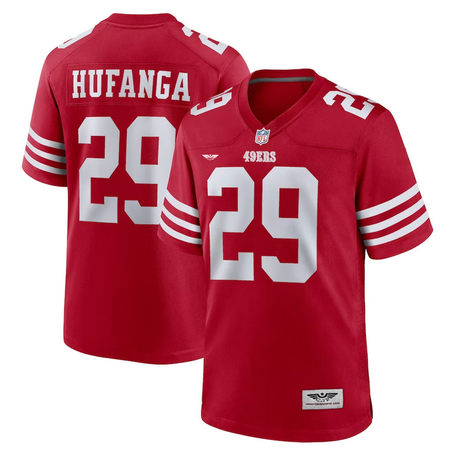 Talanoa-Hufanga-San-Francisco-49ers-CJP-Apparel-Game-Player-Jersey---Scarlet