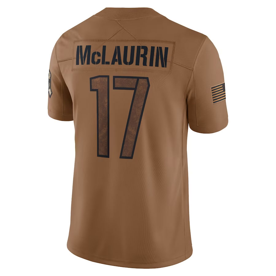 Terry-McLaurin-Washington-Commanders-CJP-Apparel-2023-Salute-To-Service-Limited-Jersey---Brown.Bck-Viwe