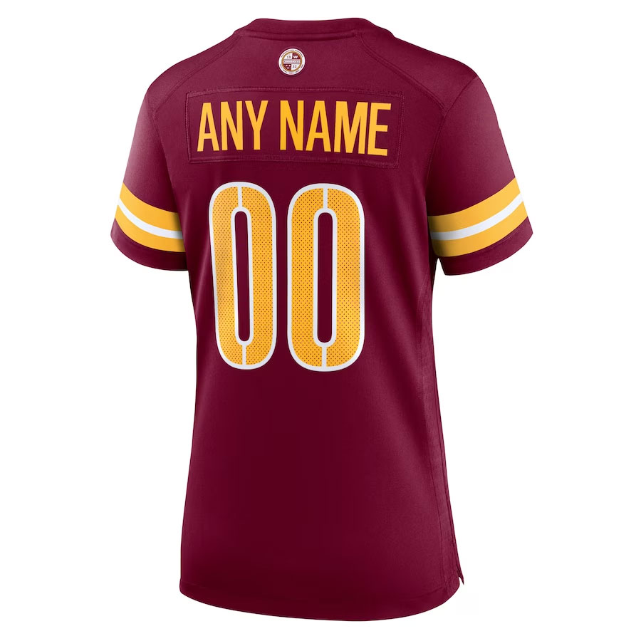 Washington-Commanders-CJP-Apparel-Women's-Game-Custom-Player-Jersey---Burgundy.Bck-Viwe