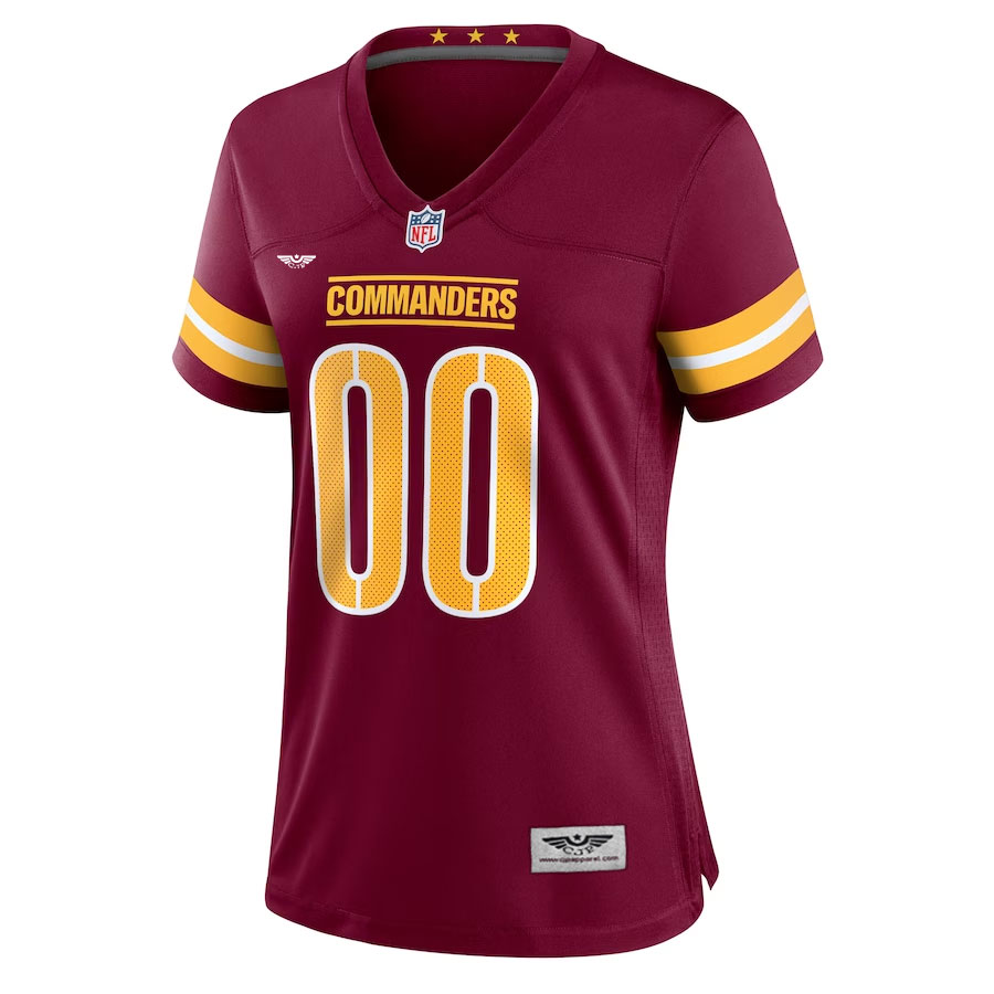 Washington-Commanders-CJP-Apparel-Women's-Game-Custom-Player-Jersey---Burgundy.Furent-Viwe