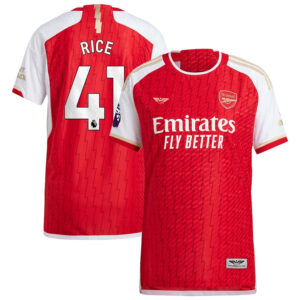 Declan Rice Arsenal CJP Apparel 202324 Home Pro Player Jersey - Red