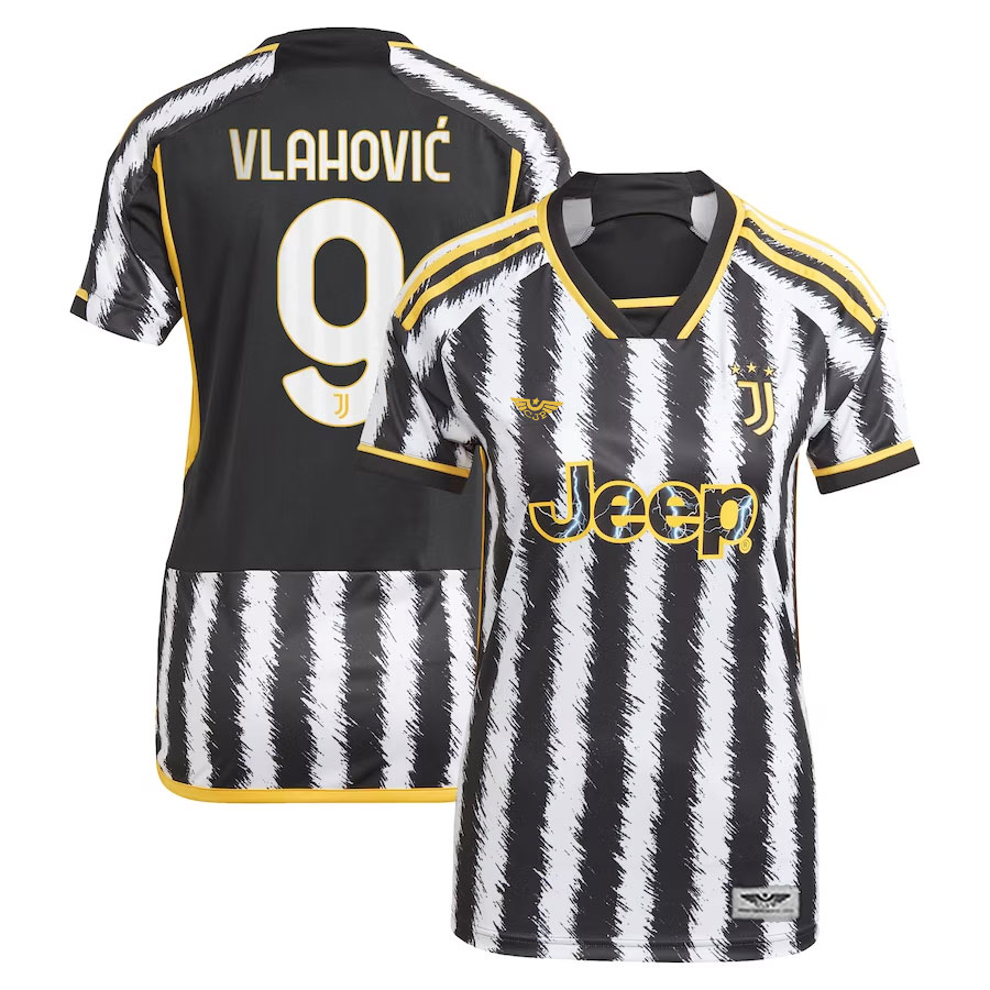 Dušan-Vlahović-Juventus-CJP-Apparel-Women's-202324-Home-New-Player-Jersey---Black