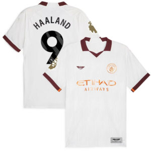 Erling Haaland Manchester City CJP Apparel 202324 Away Pro Jersey - White