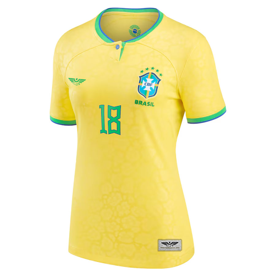 Gabriel-Jesus-Brazil-National-Team-CJP-Apparel-Women's-202223-New-Home-Jersey---Yellow.Furent