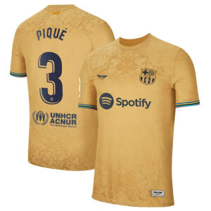 Gerard Pique Barcelona CJP Apparel 202223 Away Pro Player Jersey - Gold