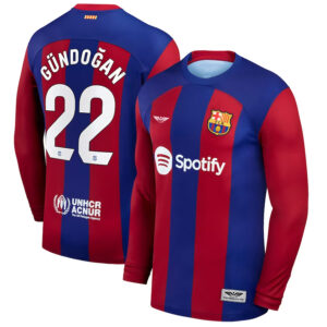 Ilkay Gündogan Barcelona CJP Apparel 202324 Home Stadium  Long Sleeve Player Jersey - Royal