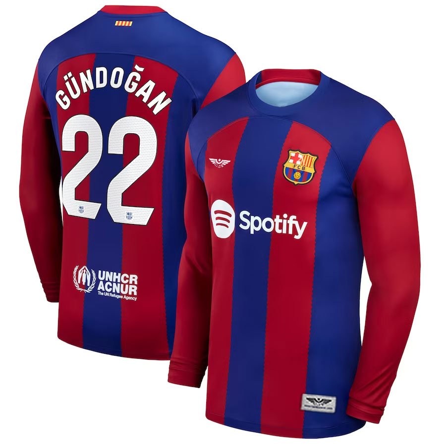 Ilkay-Gündogan-Barcelona-CJP-Apparel-202324-Home-Stadium-New-Long-Sleeve-Player-Jersey---Royal