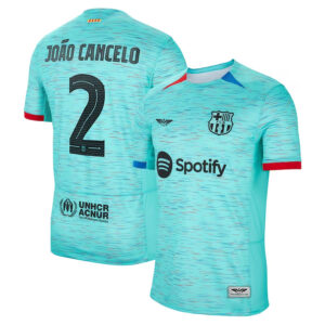 Joao Cancelo Barcelona CJP Apparel 202324 Third  Jersey - Aqua