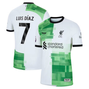 Luis Diaz Liverpool CJP Apparel 202324 Away Pro Player Jersey - White