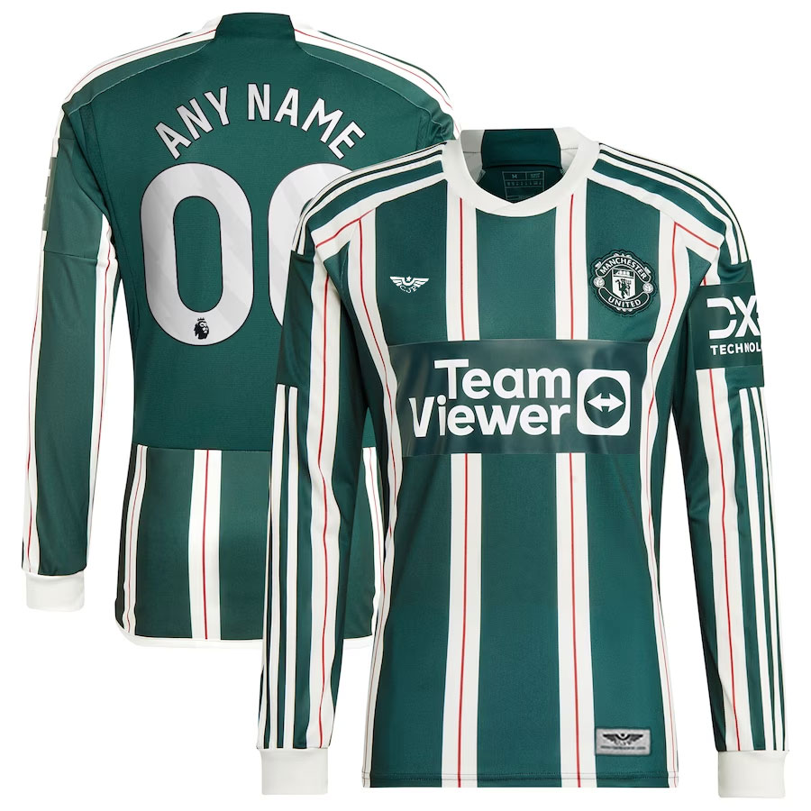 Manchester-United-CJP-Apparel-202324-Away-Long-Sleeve-New-Custom-Jersey---Green