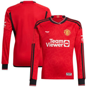 Manchester United CJP Apparel 202324 Home  Long Sleeve Jersey - Red