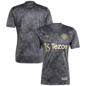 Manchester United x Stone Roses CJP Apparel 202324 Pre-Match Top - Black