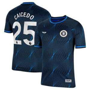 Moisés Caicedo Chelsea CJP Apparel 202324 Away Stadium  Player Jersey - Navy