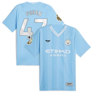 Phil Foden Manchester City CJP Apparel 202324 Home Pro Player Jersey - Sky Blue