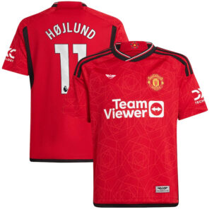 Rasmus Højlund Manchester United CJP Apparel 202324 Home  Player Jersey – Red