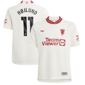 Rasmus Højlund Manchester United CJP Apparel 202324 Third  Player Jersey – White