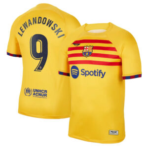 Robert Lewandowski Barcelona CJP Apparel 202223 Fourth Breathe Stadium  Player Jersey - Yellow